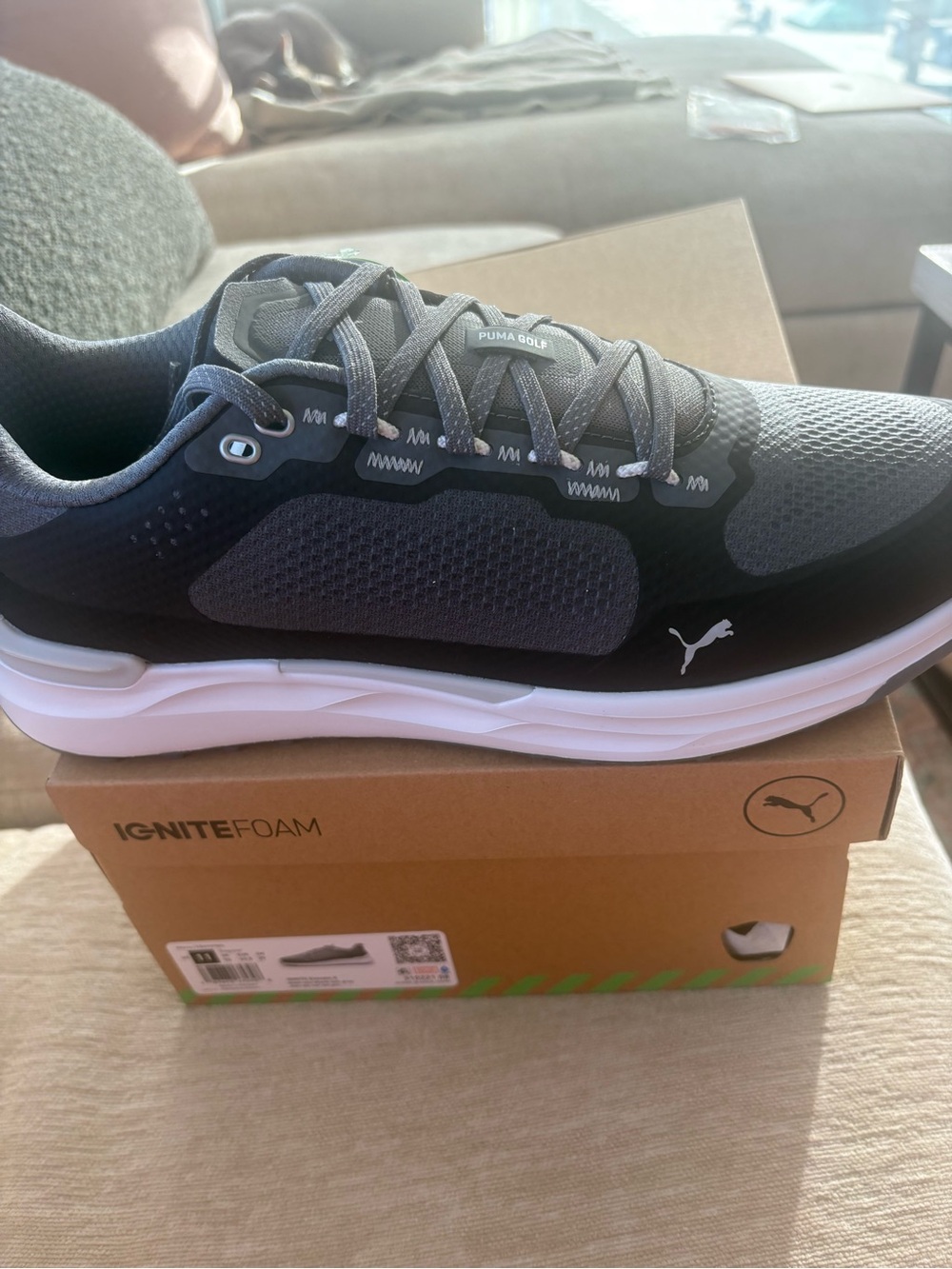 Puma Men’s Black and Gray Athletic Golf Shoes
